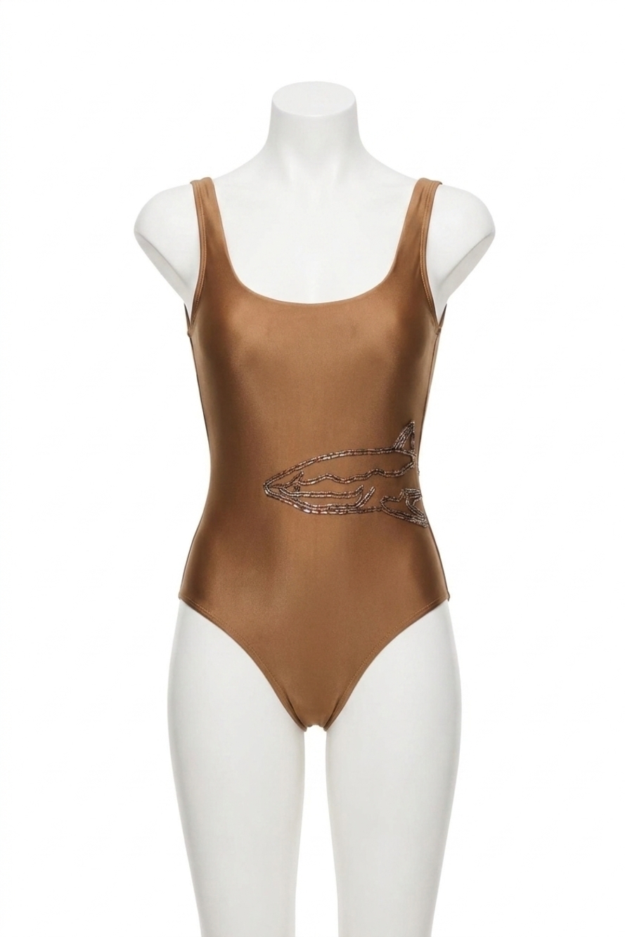 NEW STAUD lea one piece swimsuit in bronze